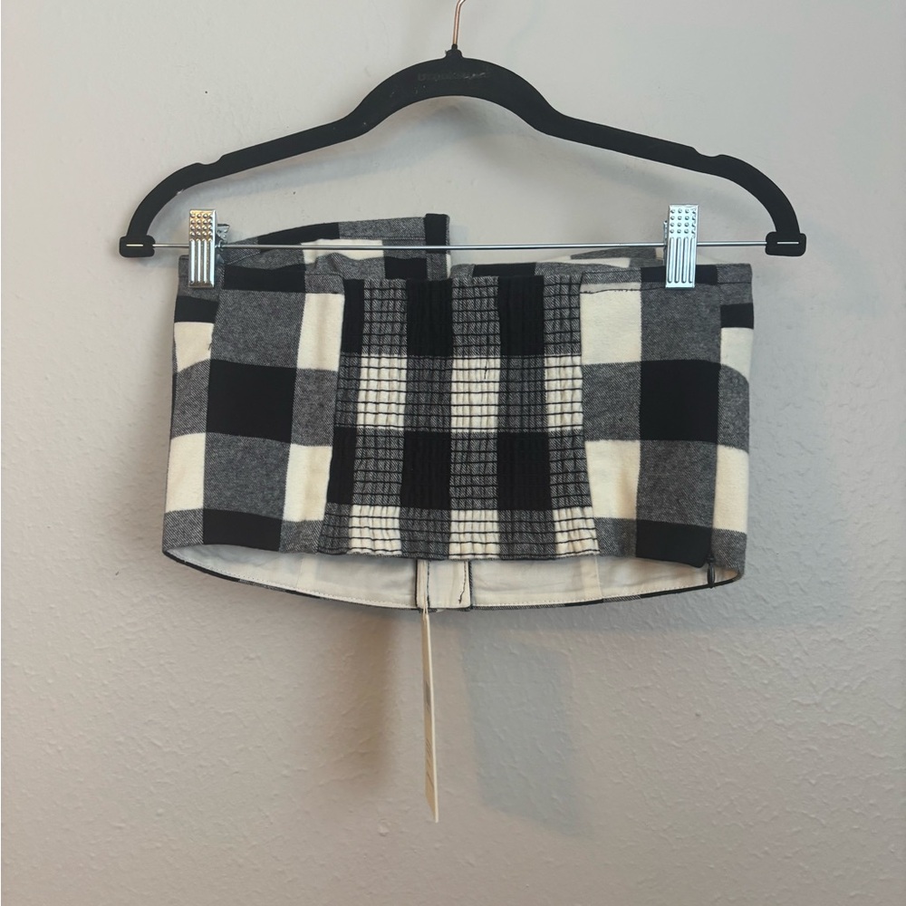 NWT Mara Hoffman Layne Cropped Checked Cotton-Flannel Strapless Top 4 - Picture 11 of 12